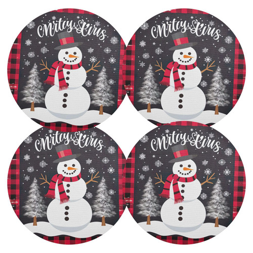 Christmas Snowman Red Plaid Placemats Set of 4 Washable Round Placemats for Dining Table Place Mats Table Mats for Kitchen Woven Placemats for Dining Room Patio Kitchen Table Home Decor Christmas Snowman Red Plaid Placemats Set of 4 Washable Round Placemats for Dining Table Place Mats Table Mats for Kitchen Woven Placemats for Dining Room Patio Kitchen Table Home Decor