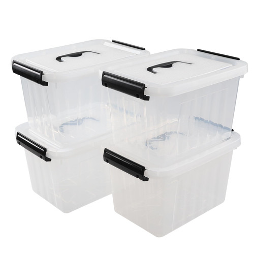 Bblina 6 Quart Plastci Storage Box, Clear Storage Bins Totes Containers Set of 4