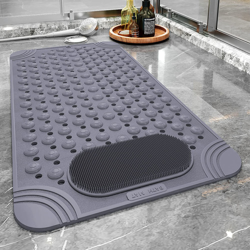 Bathtub Mat Non-Slip Shower Mat with Drain Holes Suction Cups, Quick Drying Easy Cleaning, Feet Massage, Bath Mat for Tub & Shower Stall & Bathroom