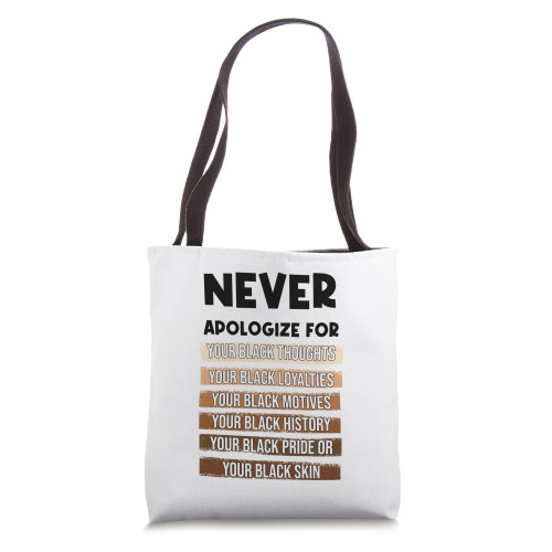 Apologize Never Black History Month BLM Melanin Pride Tote Bag