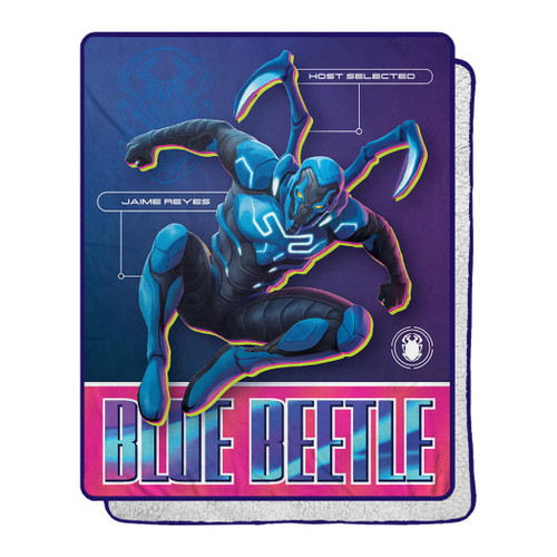 Northwest DC - Blue Beetle Silk Touch Sherpa Throw Blanket, 40" x 50", Super Beetle