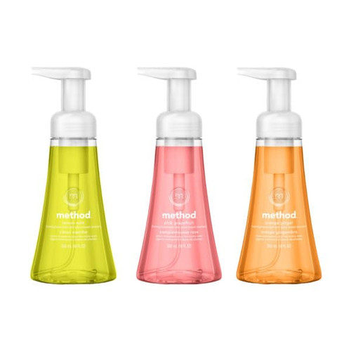 Method Foam Hand Soap Variety, 1 Lemon Mint, 1 Pink Grapefruit, 1 Orange Ginger, 10 oz each, 3 CT