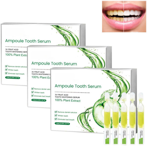 Ampoule whitening Toothpaste, Teeth whitening Essence, 3V Fruit Acid Tooth whitening no-Rinse Essence, Fresh Breath, removes Tooth Stains, Fresh Breath, removes Tartar and Plaque Essence