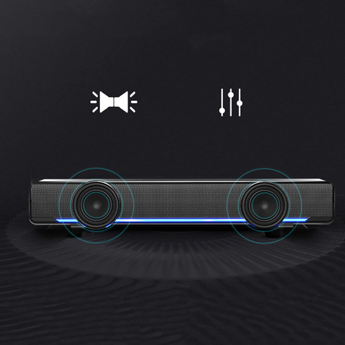 Diyeeni USB Wired Stereo Soundbar Music Player Bass Surround Sound Box 3.5mm Input for PC Cellphones (Black)