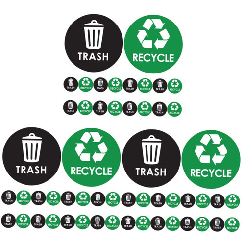 Zerodeko 3 Sets self Adhesive Recycling Stickers Trash can Recycle Decals Recycle Symbol Sticker Garbage bin Sticker Stickers Waterproof self-Adhesive Trash can PVC