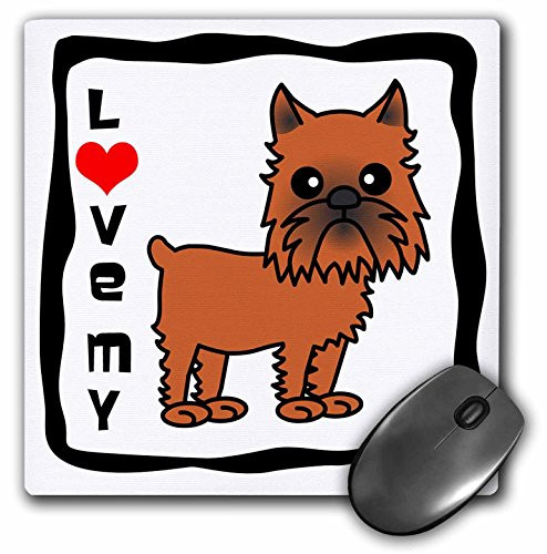 3dRose LLC 8 x 8 x 0.25 Inches Mouse Pad, I Love My Brussels Griffon Cropped Ears (mp_31205_1)