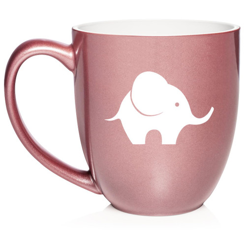 Daylor Baby Elephant Ceramic Coffee Mug Tea Cup Gift for Her, Him, Friend, Coworker, Wife, Husband, Animal Lover (16oz Rose Gold)