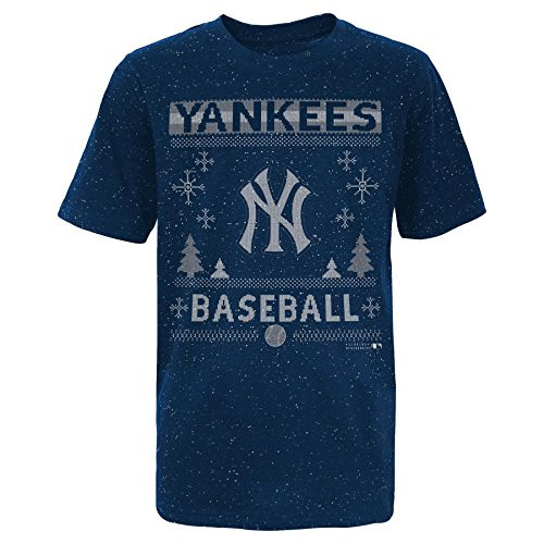Outerstuff MLB New York Yankees Youth Boys Fleck Short Sleeve Tee, Large (14-16), Navy