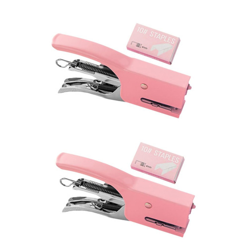 TEHAUX 2 Sets Hand-held Stapler Paper Stapler Office Use Stapler Book Stapler Office Supply Convenient Hand Stapler Book Binding Tool Desk Accessories Combination Metal Student Heavy