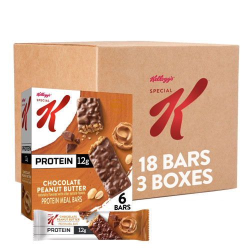 Kellogg's Special K Protein Meal Bars, 12g Protein, Meal Replacement, Chocolate Peanut Butter (3 Boxes)
