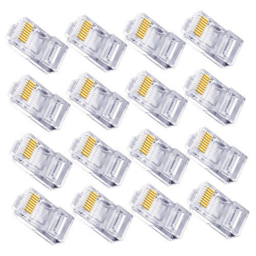 Gatuida Ethernet Plug 200 Pcs Through Hole Network Crystal Ethernet Network Cable Plug Ethernet Male End s Ethernet Female End Cat 5 Ends Network Plug White Crimp Wiring