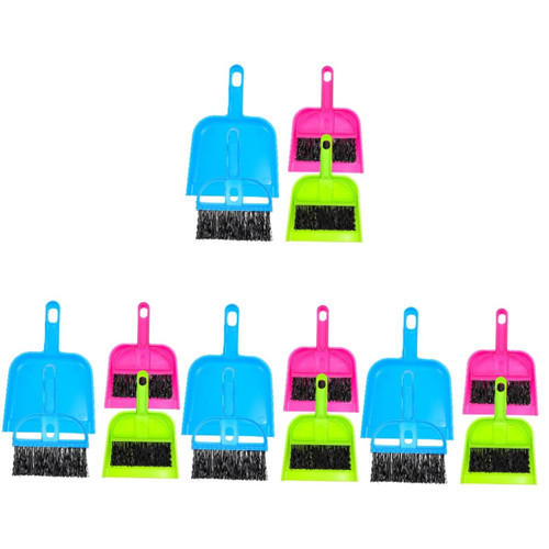 12 Sets Small Broom Dustpan Mini Dustpan with Brush Handheld Broom and Dustpan Tiny Sweep Brush Dustpan Handle Keyboard Duster Sweeper Broom dust Brush Plastic Child Laptop Clean
