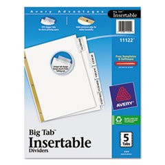 (6 Pack Value Bundle) AVE11122 WorkSaver Big Tab Dividers, Clear Tabs, 5-Tab, Letter, White
