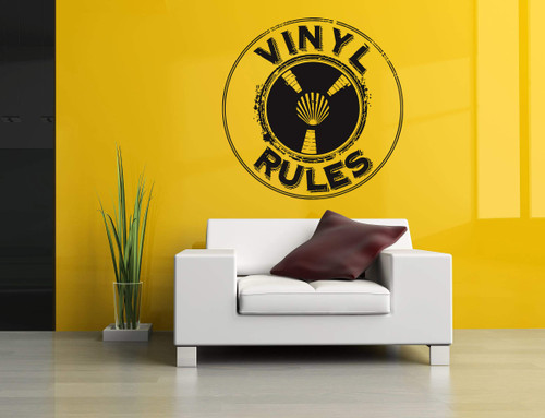 Vinyl Sticker DJ Logo Sign Music Vinyl Disk Record Vinyl Rules Headsets Headphones Speakers Musical Techno House Mural Decal Wall Art Decor SA2748