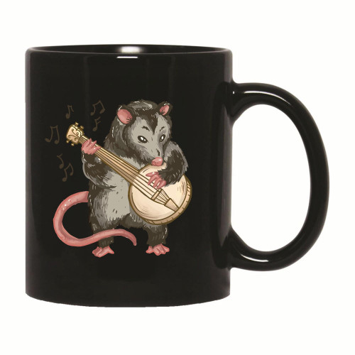 Possum Banjo Design Gift for Music Lovers Animal and Nature Enthusiasts 11oz 15oz Black Coffee Mug