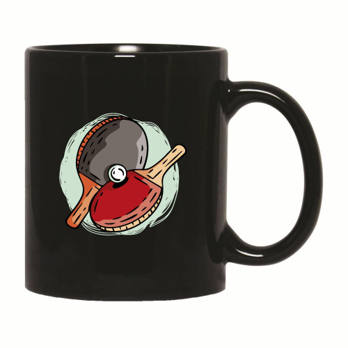 Gift Set of Ping Pong Paddles and Ball for Table Tennis Players and Enthusiasts 11oz 15oz Black Coffee Mug