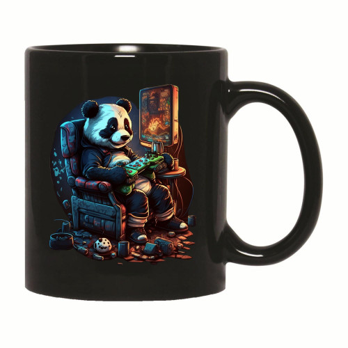 Gaming Lover Gift Panda Bear Couch Videogame Fun 11oz 15oz Black Coffee Mug