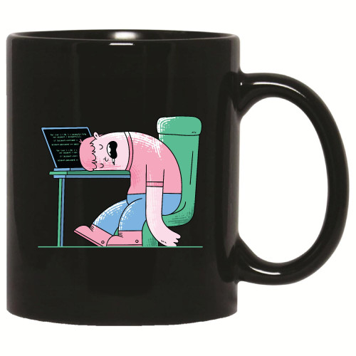 Cartoon Man Sleeping Desk Gift for Office Workers and Students 11oz 15oz Black Coffee Mug