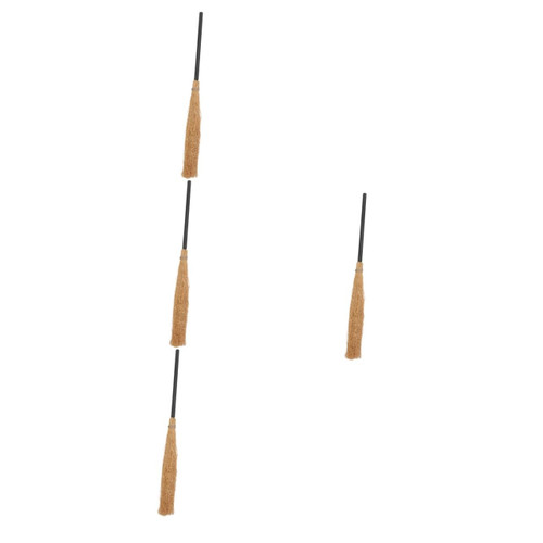 VOSAREA 4pcs Witch Broom Halloween Decorative Broom Halloween Costume Props Witch Cosplay Broom Wizard Dress up Wizard Broom Props Witch Cosplay Costume Mini Supplies Child Plastic