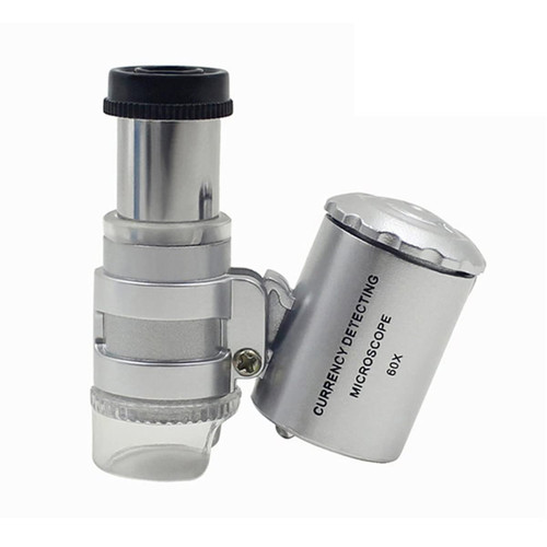 Microscope Accessories Kit Portable 60x Pocket Mini Microscope Magnifier LED Light Microscope Slides