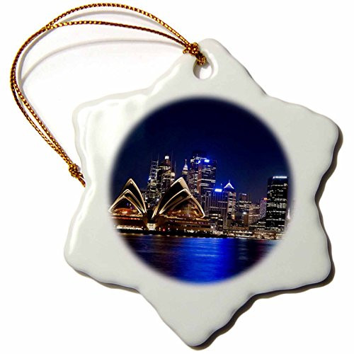 3dRose ORN_75409_1 Australia, Sydney, Opera House from Embarkation Park AU01 JMI0108 Janis Miglavs Snowflake Porcelain Ornament, 3-Inch