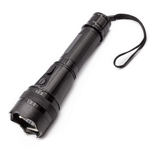 Avenger Defense Stun Gun with LED Flashlight (Charcoal Black, Plastic)
