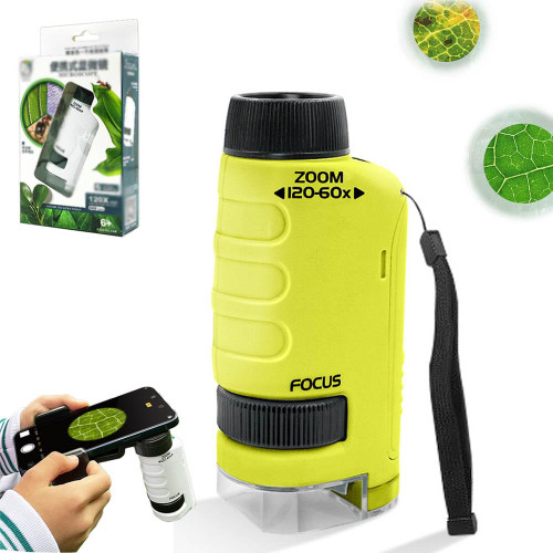 Minilabsters Miniscope Kids, Mini Labsters Portable Microscope, Miniscope Portable Microscope Kids Minilabsters, Handheld Pocket Microscope (Green)