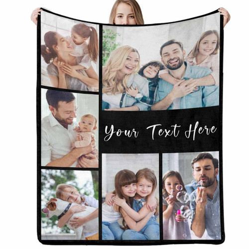 PGJoyer Fathers Day Dad Gifts Custom Blanket with Photos Father Gifts from Daughter Son, Personalized Pictures Blanket Christmas Birthday Gifts for Daddy