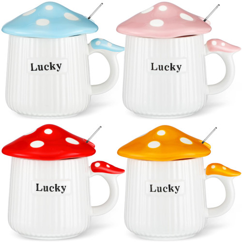 Zhehao 4 Pcs Mushroom Lid Ceramic Coffee Cup Ceramic Mushroom Coffee Mug Mushroom Milk Cup Cute Creative Mushroom Mug Mushroom Cartoon Tea Cup with Lid and Handle Gift for Kids Girls Women Zhehao 4 Pcs Mushroom Lid Ceramic Coffee Cup Ceramic Mushroom Coffee Mug Mushroom Milk Cup Cute Creative Mushroom Mug Mushroom Cartoon Tea Cup with Lid and Handle Gift for Kids Girls Women