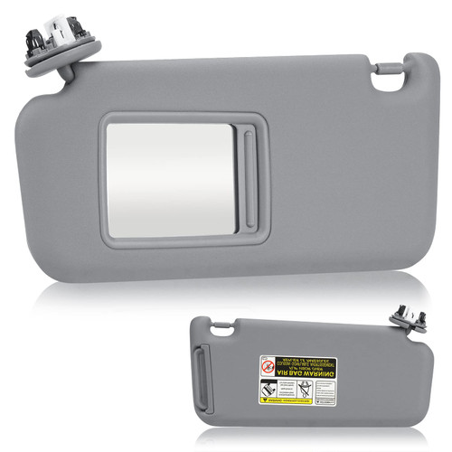 Youxmoto Sun Visor Left Driver Side for Toyota RAV4 2006 2007 2008 2009 2010 2011 2012 2013, Gray with Mirror and Light Cable, Replaces 74320-42501-B2