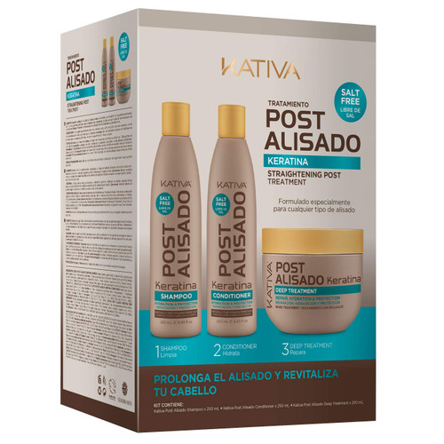 Post Keratin Straightening Treatment - Shampoo 250 ml, Conditioner 250 ml and Mask 250 ml.