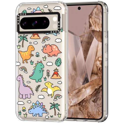 MOSNOVO Compatible with Google Pixel 8 Pro Case, Cute Dinosaur [ Buffertech Impact ] Shockproof Protective Transparent TPU Bumper Clear Phone Case Cover Designed for Google Pixel 8 Pro