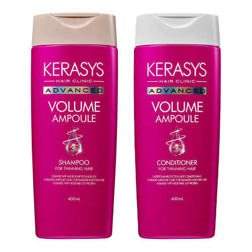 Kerasys Advanced Collagen Ampoule Clinic for Damaged and Thin Hair Volume Ampoule 13.5 fl oz / 400 ml (Shampoo + Conditioner Set)