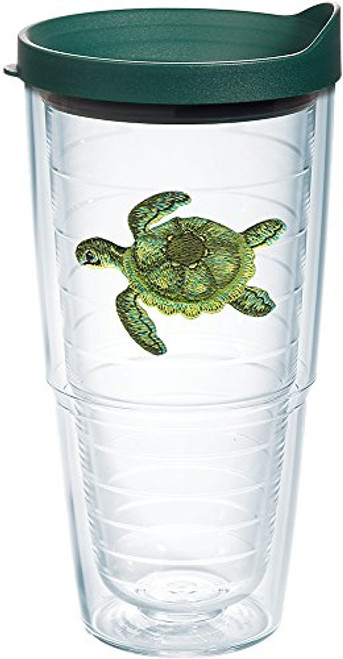 Tervis 1254383 Green Turtle Tumbler with Emblem and Hunter Green Lid 24oz, Clear Tervis 1254383 Green Turtle Tumbler with Emblem and Hunter Green Lid 24oz, Clear