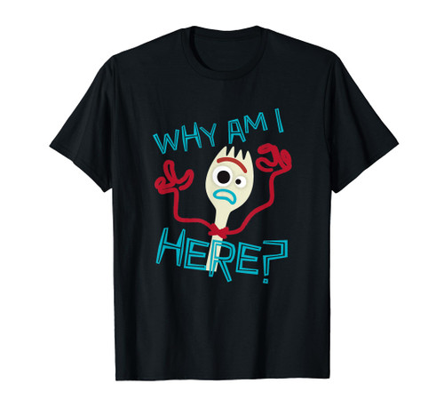 Disney Pixar Toy Story 4 Cute Forky Why Am I Here? Logo T-Shirt Disney Pixar Toy Story 4 Cute Forky Why Am I Here? Logo T-Shirt