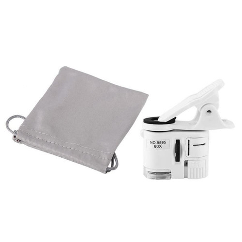 Microscope Accessories Kit for Adult 60X Magnifying Glass Universal Mini Mobile Phone Clip Microscope Accessory