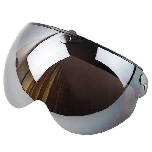 HEITIGN Helmet Visor Visor Universal 3 Snap Retro Helmet Visor Windproof Sun Shield Half Face Motorcycle Helmets Visor (Silver)