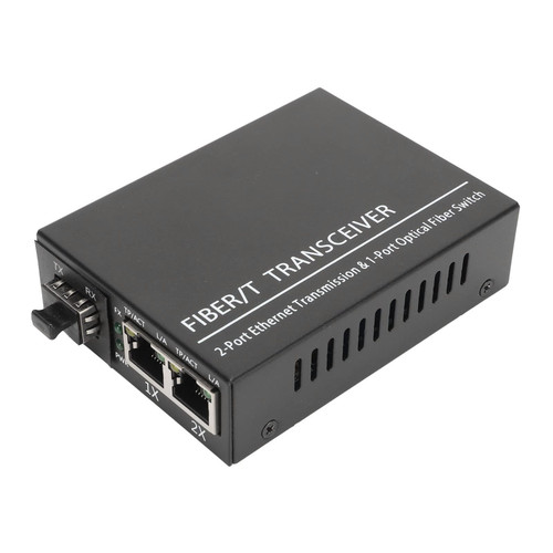 Gigabit Ethernet Media Converter Single Mode & Multi Mode, Gigabit SFP to RJ45 Optical Fiber Media Converter, Dual 10 100 1000 Base T Ethernet Ports, Fiber Transceiver, Black