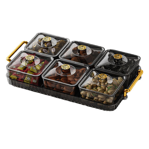 Compartment Serving Tray, Pet Divided Appetizer Tray, Durable Reusable Dividend Tray, Divided Serving Platter, Divided Serving Plate, Divided Serving Tray Perfect for Candy Fruits Nut Hosting Occasion