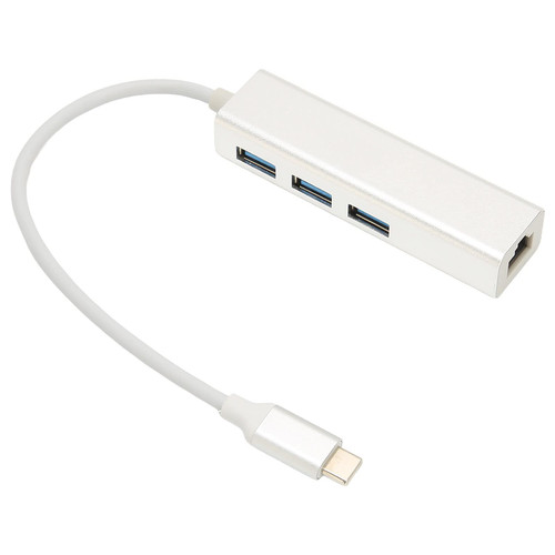 ASHATA USB C to Ethernet Adapter,Type C to RJ45 Gigabit Ethernet Adapter USB3.0 HUB,10M 100M 1000M Wired Gigabit Network Card RJ45 3 USB3.0 Interface Docking Station for Win