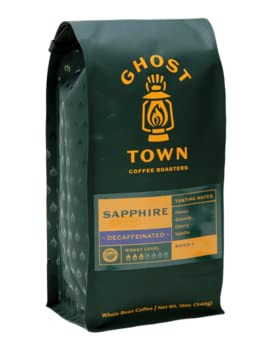 Ghost Town Coffee Roasters "Sapphire Decaffeinated" Medium Roasted Whole Bean Coffee - 12 Ounce Bag