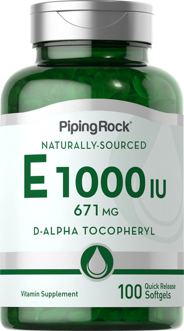 Piping Rock Vitamin E 1000 IU | 671mg | 100 Softgel Capsules | D-Alpha Tocopheryl Supplement | Non-GMO, Gluten Free Piping Rock Vitamin E 1000 IU | 671mg | 100 Softgel Capsules | D-Alpha Tocopheryl Supplement | Non-GMO, Gluten Free