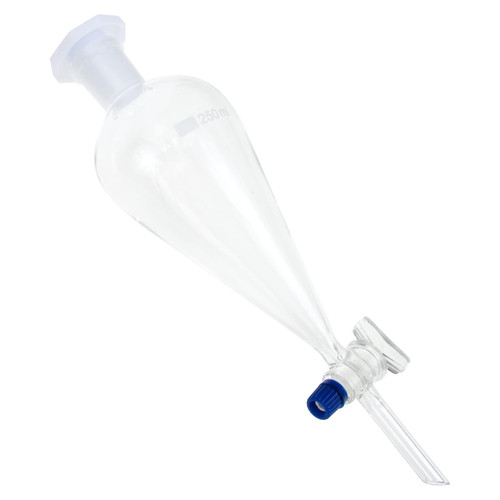 Mikikit Pear Shaped Separatory Funnel Glass Joint Conical Funnel Separating Funnel 500ml Separation Funnel Separatory Funnel 250ml Old School Labs PTFE High Borosilicate Cylindrical Nut