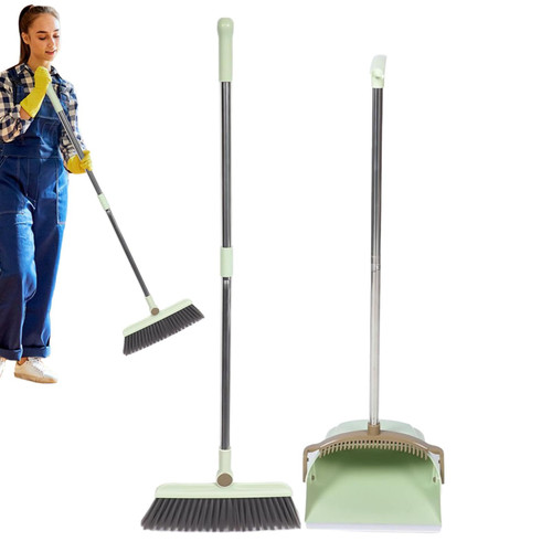 Broom And Dustpan Set, Dust Pans With Long Handle, Standing Dustpan And Broom Set, Upright Standing Dustpan Combom, Store Broom And Dustpan Set, Upright Standing Sweep Set, Broom With Dustpan Combo S