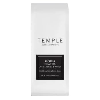 Temple Coffee "Dharma Espresso Blend" Medium Roasted Whole Bean Coffee - 12 Ounce Bag