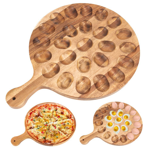 Deviled Egg Platter, Reversible Wooden Deviled Egg Platter 25 Holes Charcuterie Board Thicken Egg Tray Countertop Pizza Peel Paddle Chicken Egg Holder Deviled Egg Serving Plate for Easter Kitchen Deviled Egg Platter, Reversible Wooden Deviled Egg Platter 25 Holes Charcuterie Board Thicken Egg Tray Countertop Pizza Peel Paddle Chicken Egg Holder Deviled Egg Serving Plate for Easter Kitchen