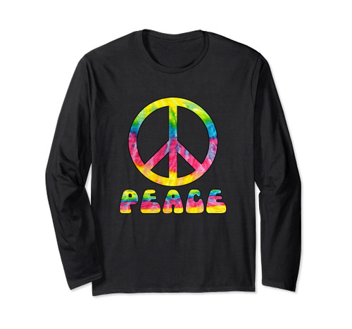 Peace Sign Tie Dye Colors Hippy Long Sleeve T-Shirt