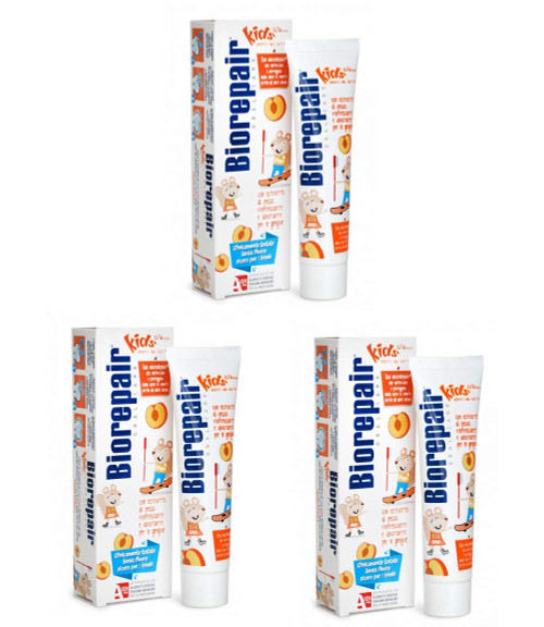 Biorepair Kids 0-6 Oral Care Toothpaste Peach 1.7fl.oz 50ml, Pack of 3