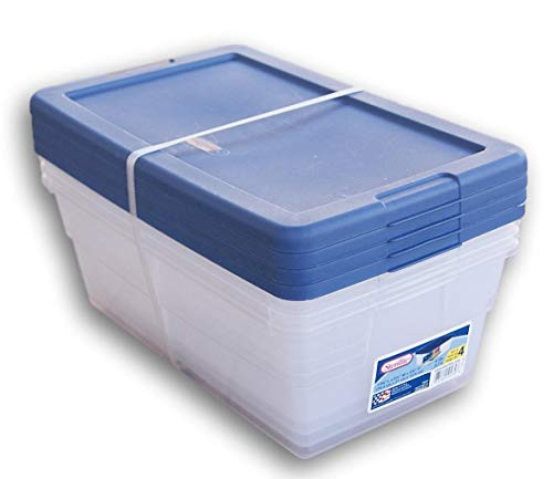 Deep Blue Shoe Box Storage Bin - Set of 4-13 5/8 x 8 1/4 x 4 7/8 Inches