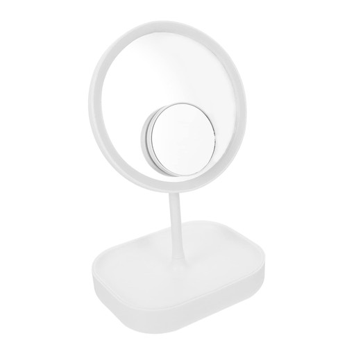 Beavorty Folding Desk 1 Set LED Vanity Mirror LED Makeup Mirror Vanity Tabletop Organizer Table Mirror White Folding Mirror Travel Cordless Pp Plastic Lighted Makeup Mirror